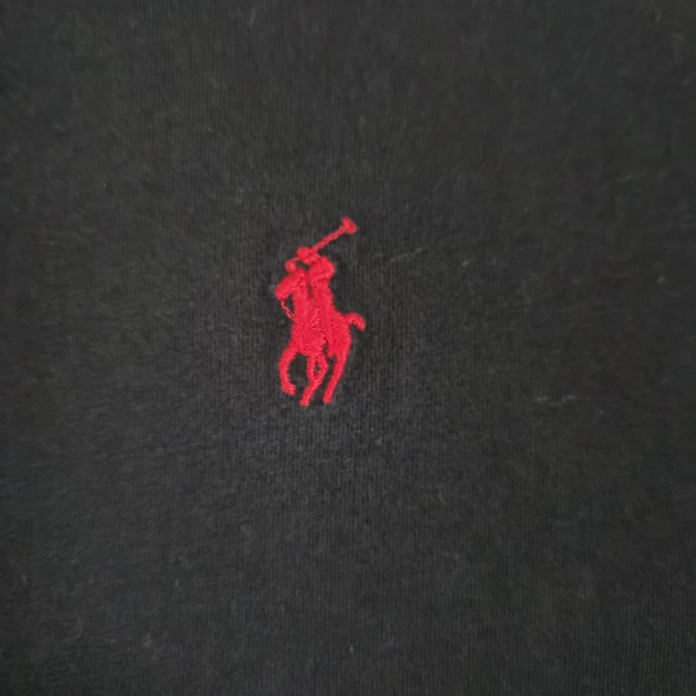 Polo Ralph Lauren T Shirt Mens XL Black V‎ Neck Red Pony Logo Classic Casual - Picture 3 of 7